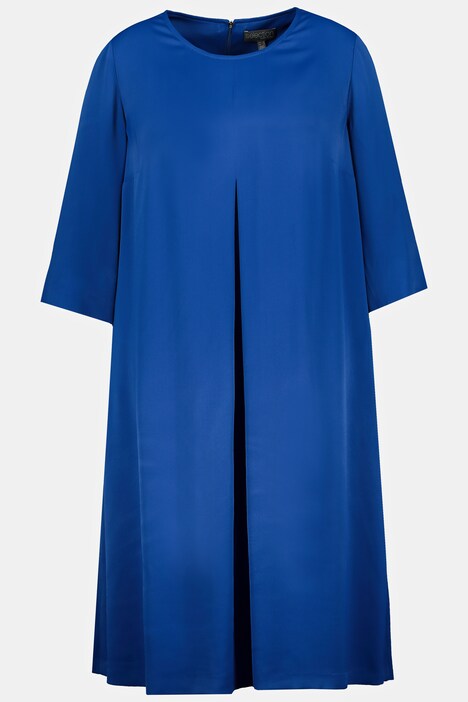 Kleid, Zierfalte, A-Linie, Rundhals, 3/4-Arm