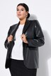 blazer, oversized, lange mouwen, revers, leerlook