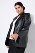 blazer, oversized, lange mouwen, revers, leerlook