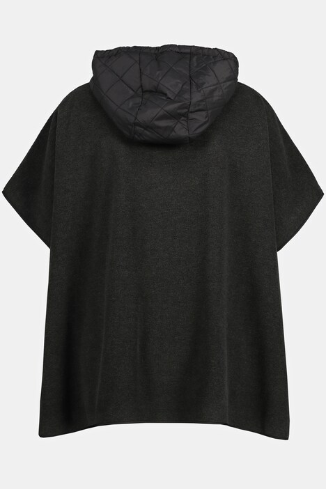 Fleeceponcho, extra weit, Kapuze, Zipper