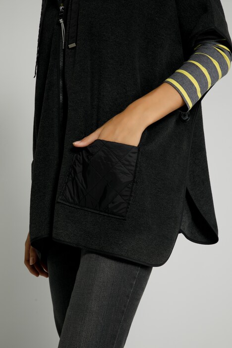 Fleeceponcho, extra weit, Kapuze, Zipper