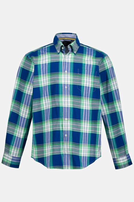 geruit overhemd, lange mouwen, buttondown kraag, modern fit, t/m 8XL