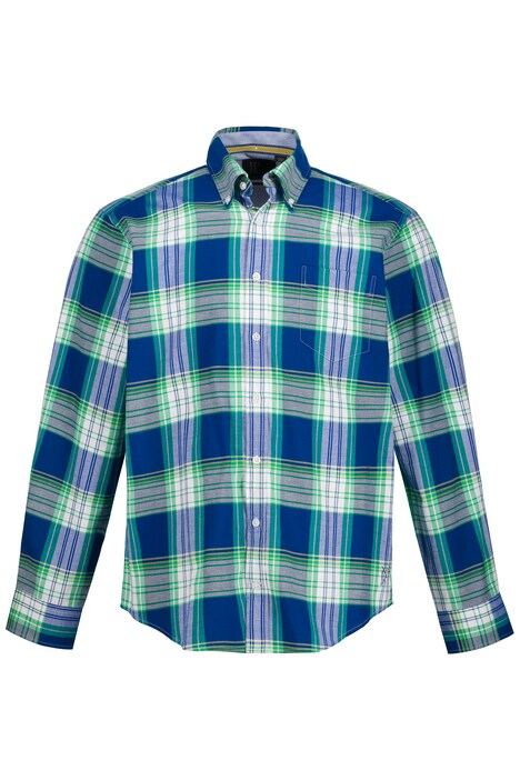 Kostkovaná košile, dlouhé rukávy, límec s knoflíky, Modern střih, do 8XL