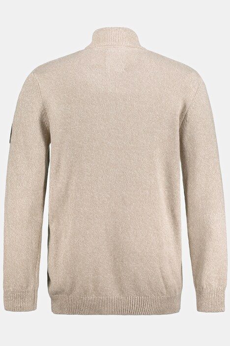 Maglione polo in maglia bicolore con zip e collo alto