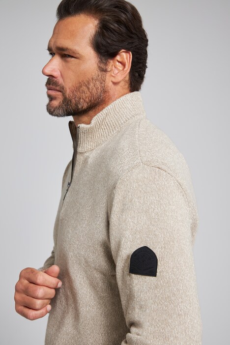 Maglione polo in maglia bicolore con zip e collo alto