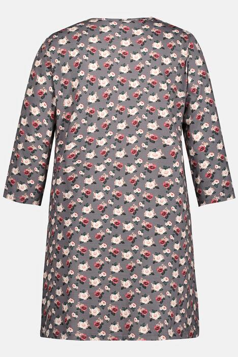 Longshirt, roser, V-udskæring, 3/4-ærmer