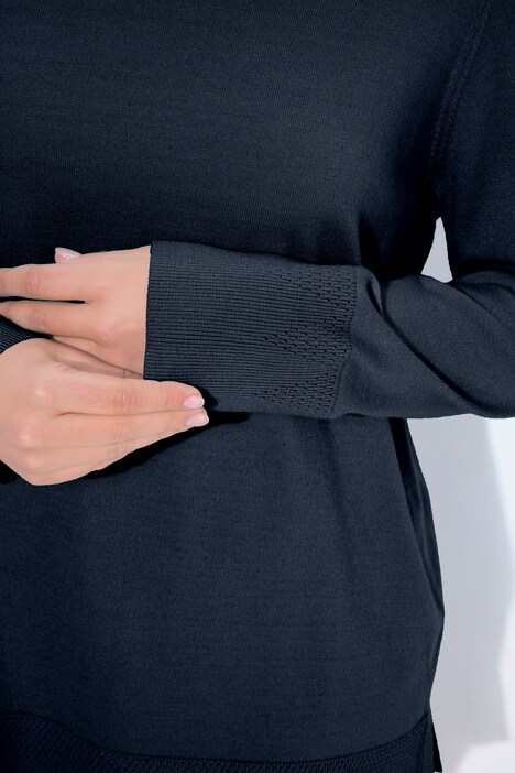Pullover con collo dolcevita, alti orli a costine e maniche lunghe