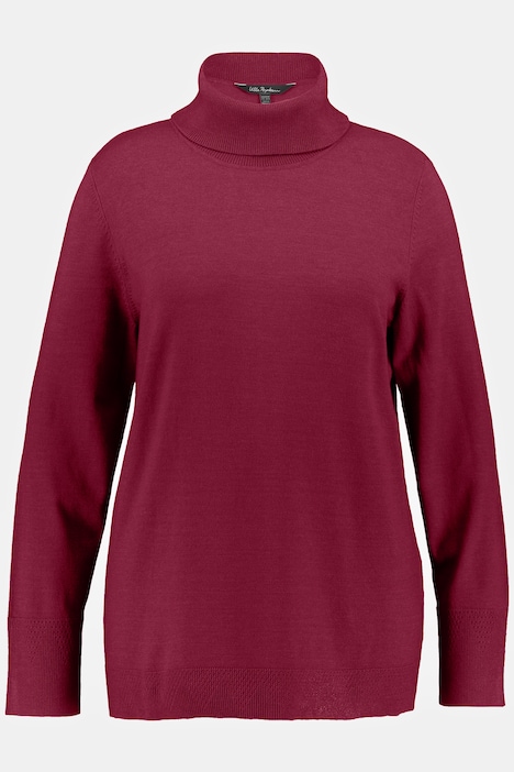 Rollkragenpullover, breite Rippbündchen, Langarm