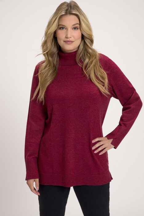 Rollkragenpullover, breite Rippbündchen, Langarm