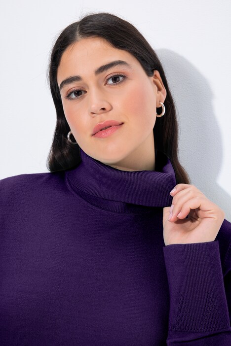 Turtleneck Ribbed Trim Long Sleeve Sweater