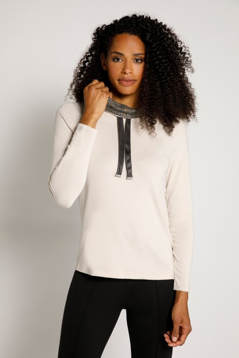 Sweatshirt, Karodetails, Stehkragen, Langarm