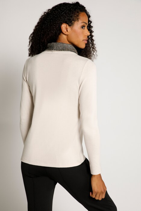 Sweatshirt, Karodetails, Stehkragen, Langarm