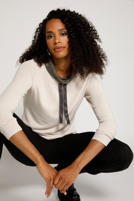 Sweatshirt, Karodetails, Stehkragen, Langarm
