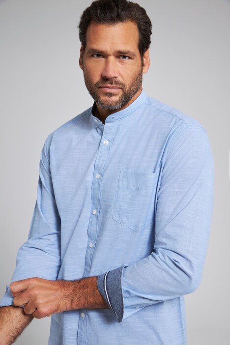 Chemise aspect lin, manches courtes et col droit - coupe Modern Fit