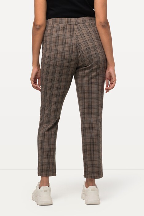 Zipper Accent Plaid Elastic Waist Stretch Pants