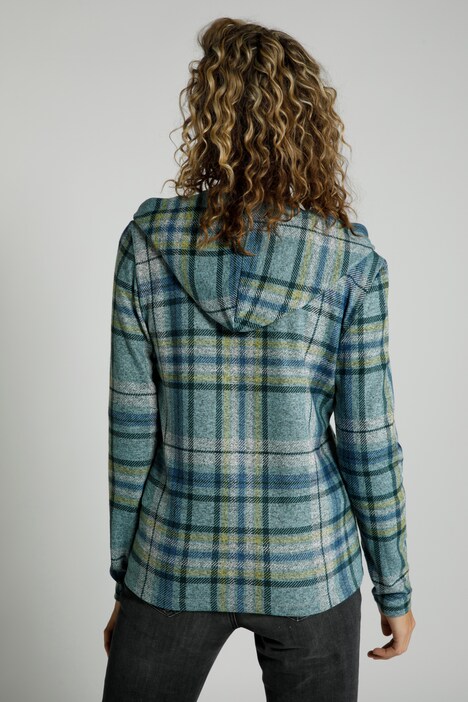 Sweatjacke, Karo, Kapuze, flauschig weich