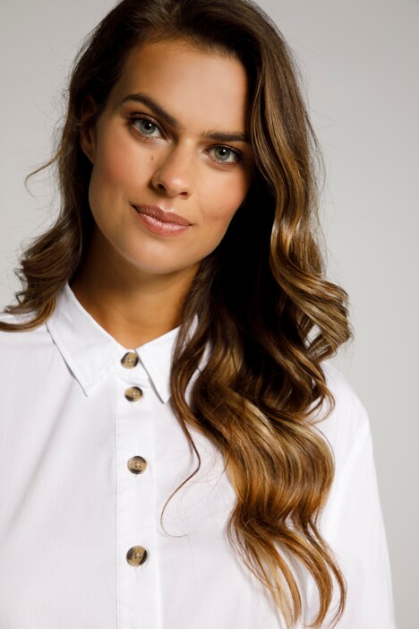 blouse, boxy fit, overhemdkraag, lange mouwen, elastische zoom