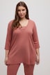 Longshirt, blonder, V-udskæring, 3/4-ærmer, økologisk bomuld
