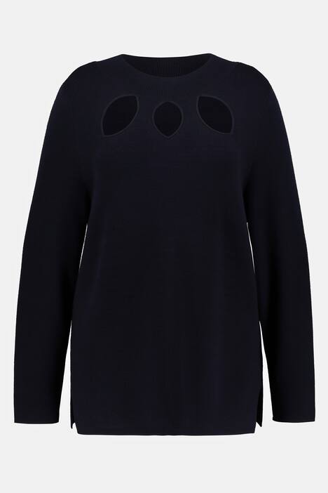 Pullover, højhalset krave, slidser, lange ærmer