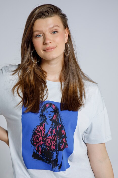 oversized shirt, korte mouwen, Lady print
