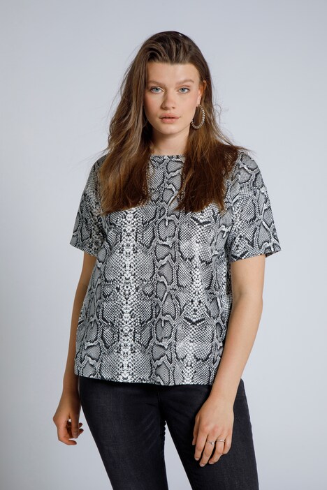 T-Shirts, 2er-Pack, oversized, Halbarm, Schlangen Print, uni
