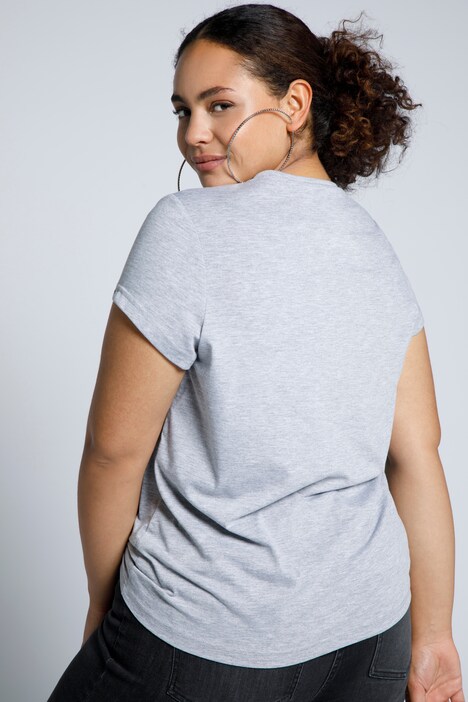 T-shirt, Classic Fit, encolure arrondie, manches courtes,inscription et bouche baiser