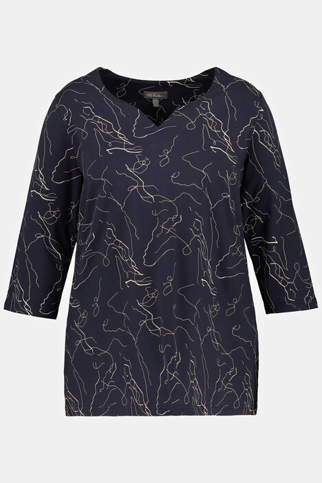 Scribble Print A-line Fit Stretch Tee