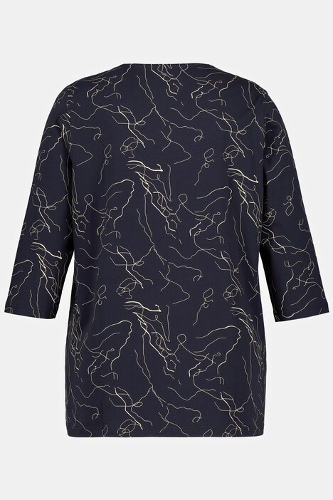 Scribble Print A-line Fit Stretch Tee