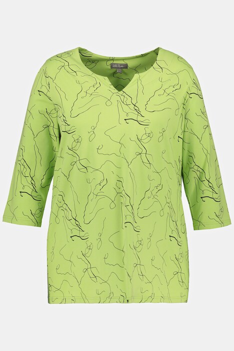 Scribble Print A-line Fit Stretch Tee