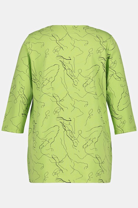 Scribble Print A-line Fit Stretch Tee