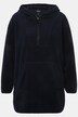 Lange teddy fleece pullover, capuchon, rits, lange mouwen