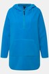 Lang teddyfleece-sweater, med hætte, lynlås, lange ærmer