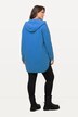 Lang teddyfleece-sweater, med hætte, lynlås, lange ærmer