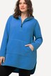 Lang teddyfleece-sweater, med hætte, lynlås, lange ærmer