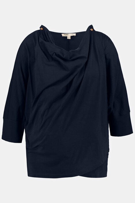 Chaqueta tipo camisa Bellieva, botón en el hombro, mangas 3/4, GOTS