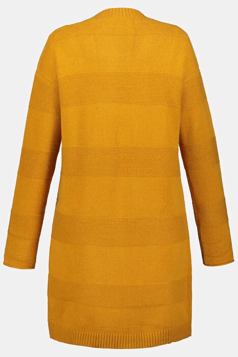 Strickjacke, Musterstreifen, offene, längere Form
