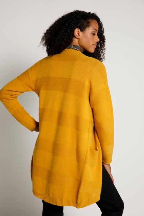 Strickjacke, Musterstreifen, offene, längere Form