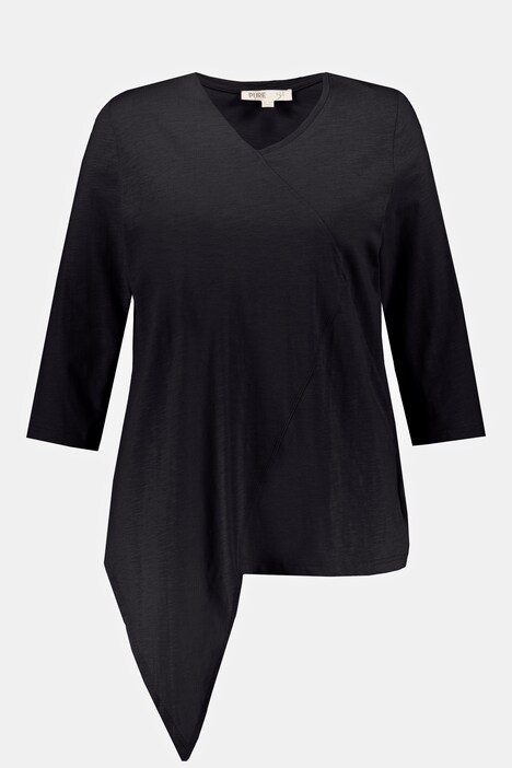 T-shirt, asymétrique, base en pointe, manches 3/4
