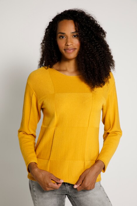 Pullover, Karo, Boxy-Form, Rundhals, Langarm