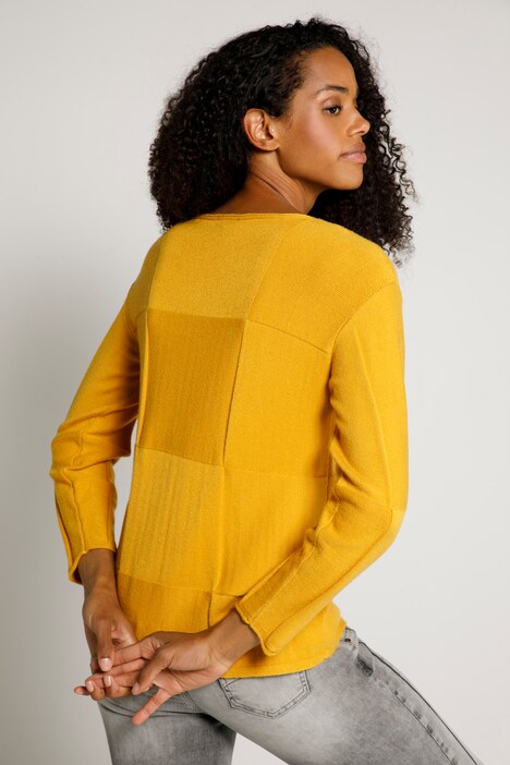Pullover, Karo, Boxy-Form, Rundhals, Langarm