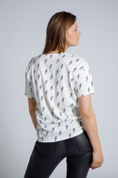 shirt, oversized, ronde hals, flits print