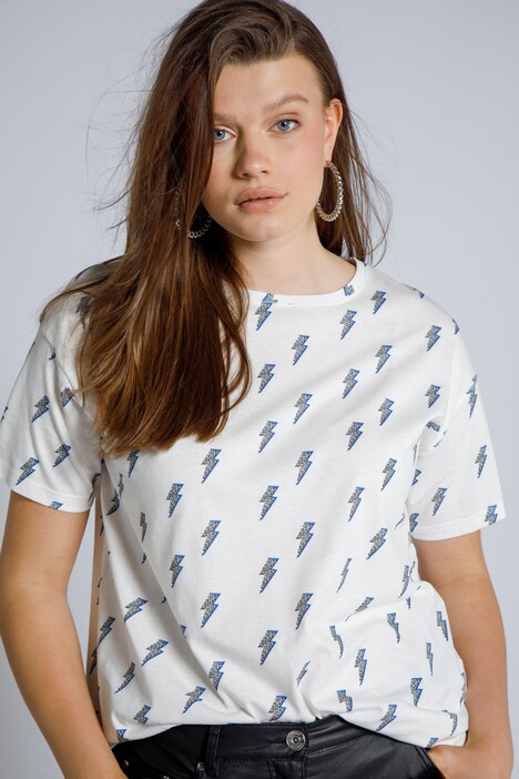 shirt, oversized, ronde hals, flits print