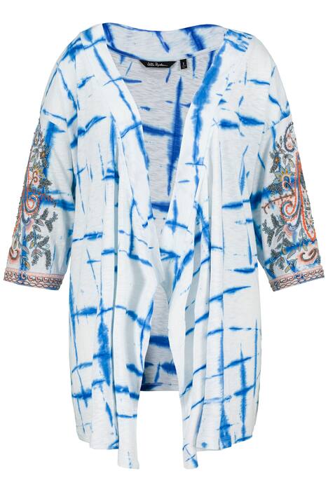 Kimono-mikina, kostkovaná, otevřený A střih, dlouhé rukávy