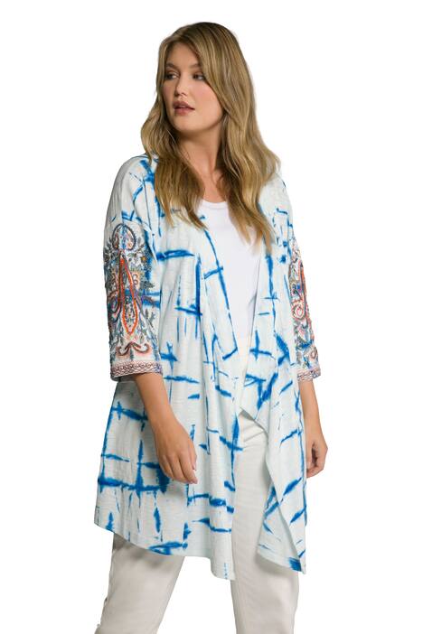 Kimono-mikina, kostkovaná, otevřený A střih, dlouhé rukávy