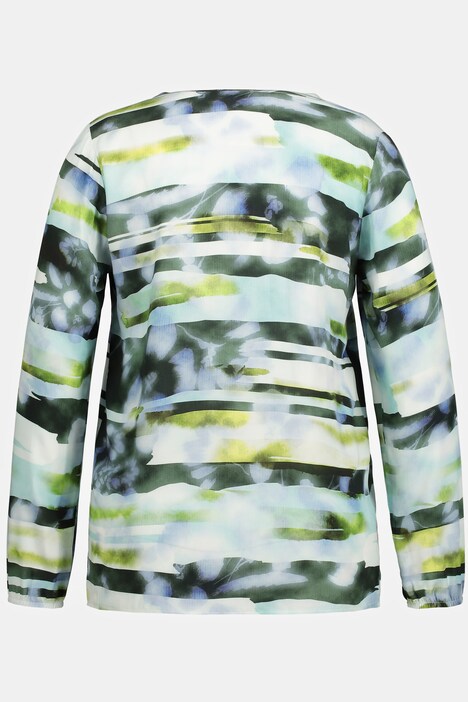 Bluse, verwischte Streifen, Rundhals, Langarm