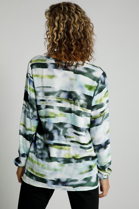 Bluse, verwischte Streifen, Rundhals, Langarm