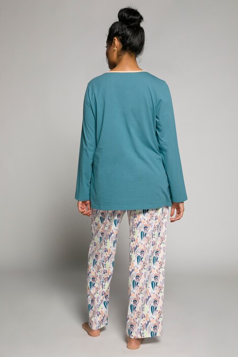 Pyjama, unisieppari, höyheniä, pyöreä pääntie, luomupuuvillaa