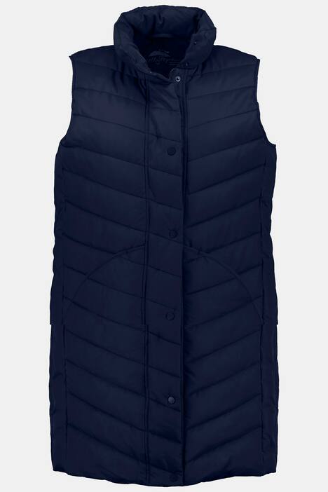 Long Chevron Quilted Water Repellent Vest