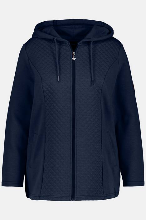 Quilt Accent Zip Front Hooded Sweatshirt