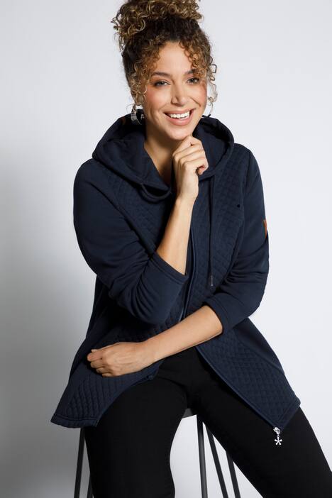 Quilt Accent Zip Front Hooded Sweatshirt